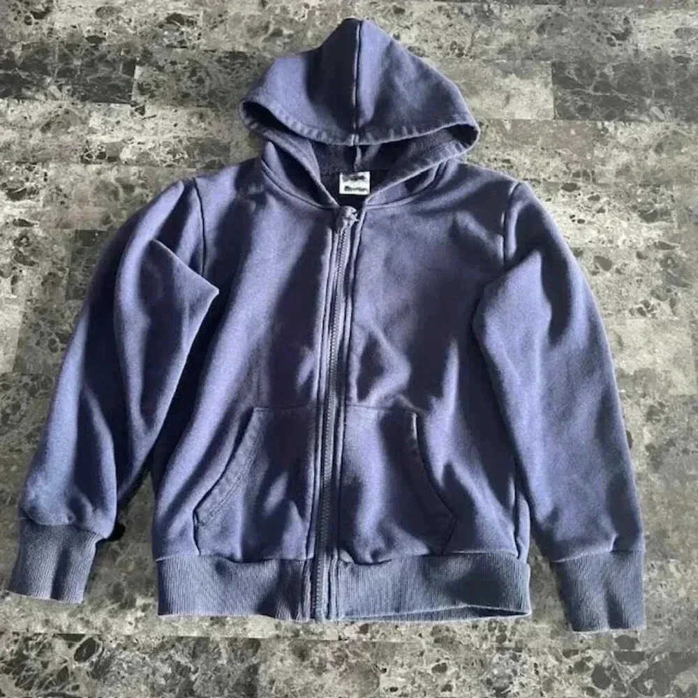 Navy Blue Plain Zip-Through Hoodie - Size Small Boys